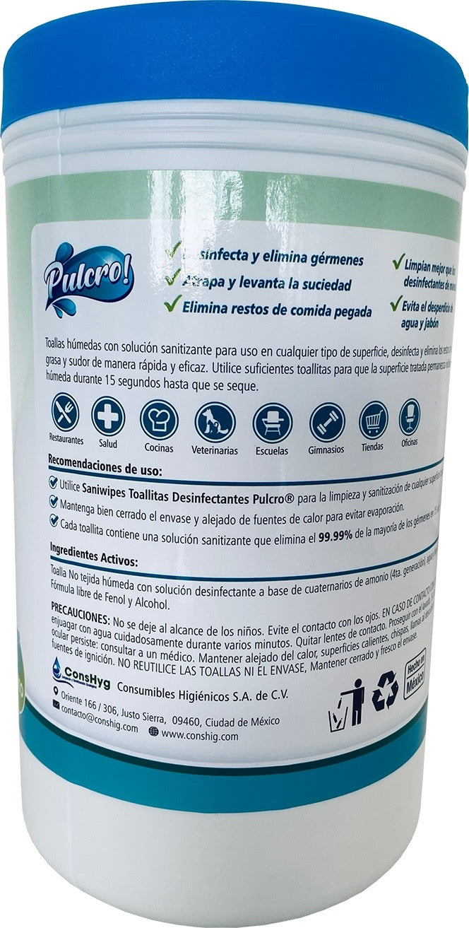 TOALLAS SANITIZANTES SANIWIPE (100 PZAS)